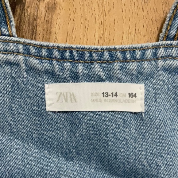 ZARA denim overall skirt with middle split and side buttons - Picture 7 of 7